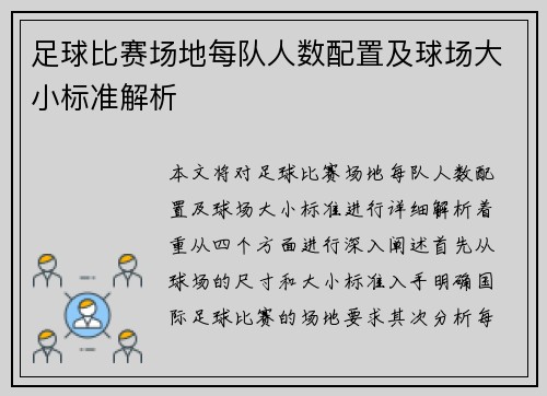足球比赛场地每队人数配置及球场大小标准解析